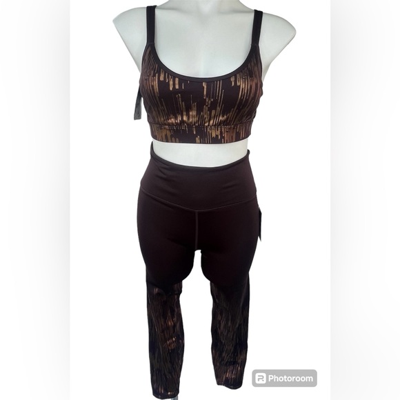 JoyLab 2pc Strappy Back Shine Sports Bra, High-Waisted 7/8 Shine Leggings Size:S - Picture 2 of 16
